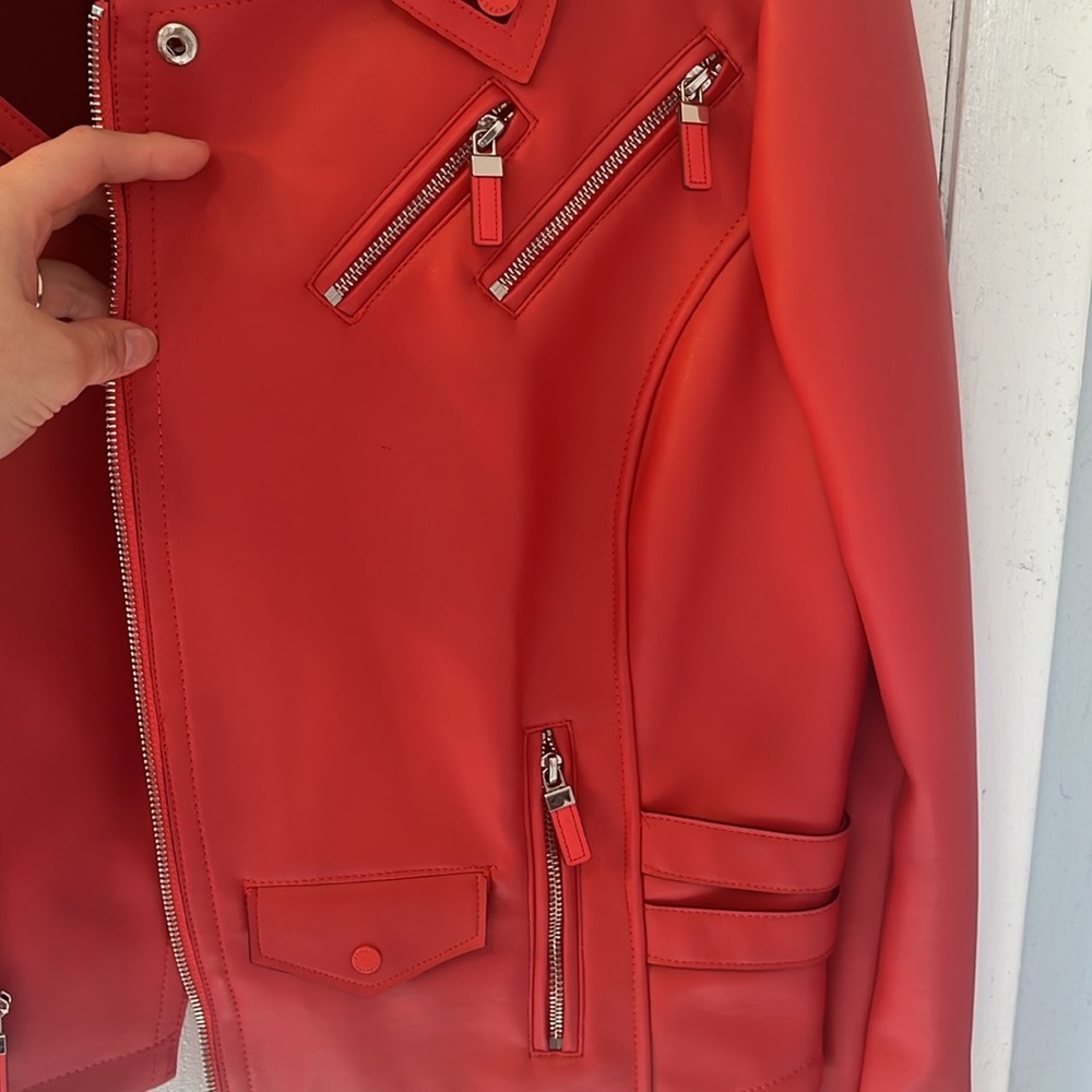 Never Worn. Express Pleather Red Jacket - image 3
